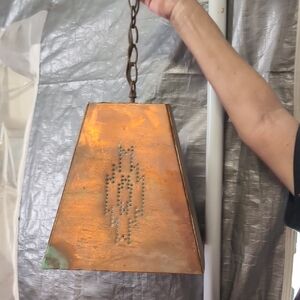 Copper Pendant Light with Geometric Design